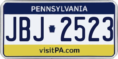 PA license plate JBJ2523