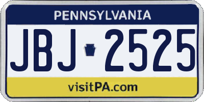 PA license plate JBJ2525