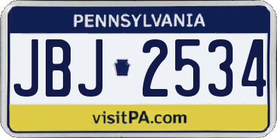 PA license plate JBJ2534