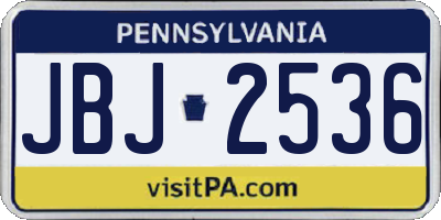 PA license plate JBJ2536