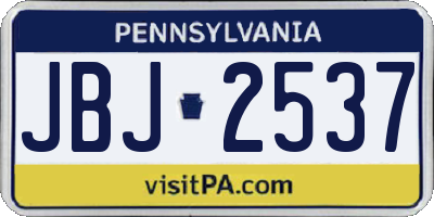 PA license plate JBJ2537