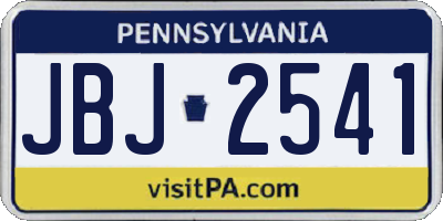 PA license plate JBJ2541