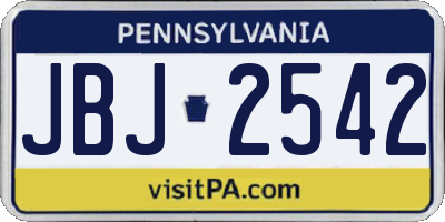 PA license plate JBJ2542