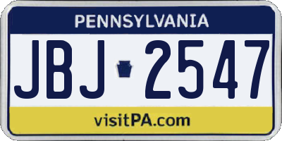 PA license plate JBJ2547