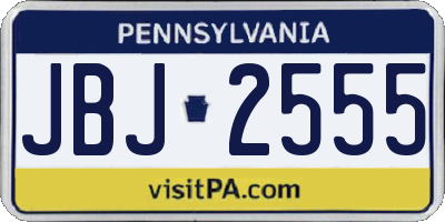 PA license plate JBJ2555