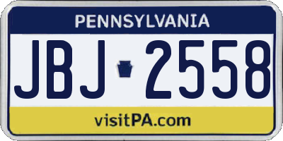 PA license plate JBJ2558
