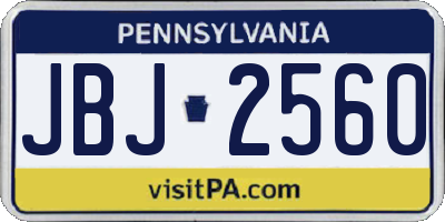 PA license plate JBJ2560