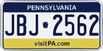 PA license plate JBJ2562