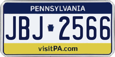PA license plate JBJ2566
