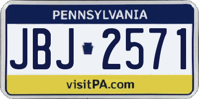PA license plate JBJ2571
