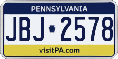 PA license plate JBJ2578