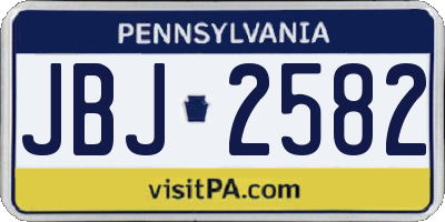 PA license plate JBJ2582