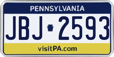 PA license plate JBJ2593