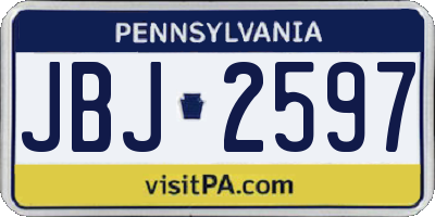 PA license plate JBJ2597