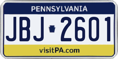 PA license plate JBJ2601