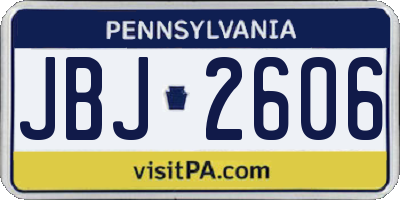 PA license plate JBJ2606