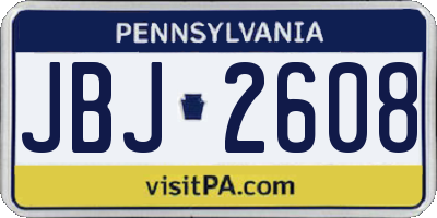 PA license plate JBJ2608