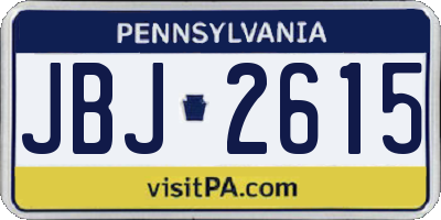 PA license plate JBJ2615