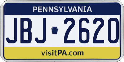 PA license plate JBJ2620