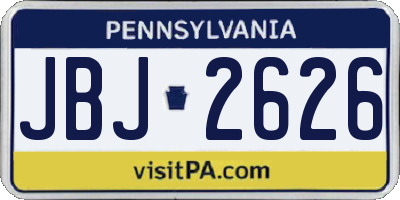 PA license plate JBJ2626