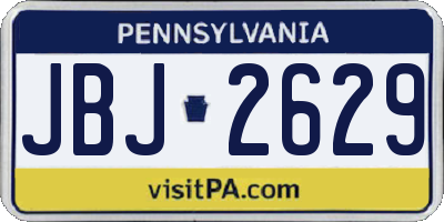 PA license plate JBJ2629