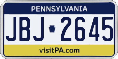 PA license plate JBJ2645