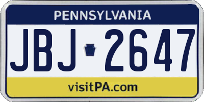 PA license plate JBJ2647