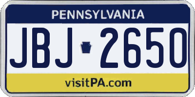 PA license plate JBJ2650
