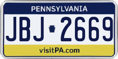 PA license plate JBJ2669