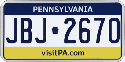 PA license plate JBJ2670