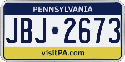 PA license plate JBJ2673