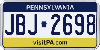 PA license plate JBJ2698