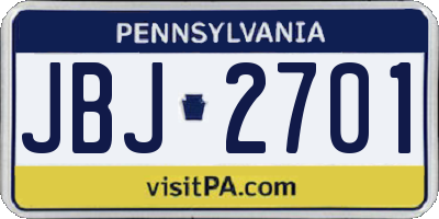 PA license plate JBJ2701