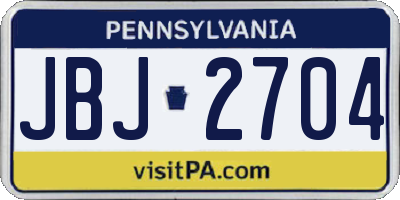 PA license plate JBJ2704