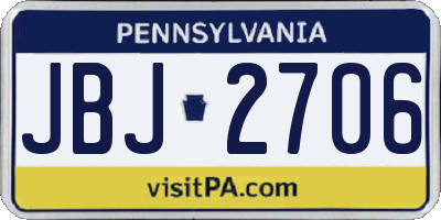 PA license plate JBJ2706