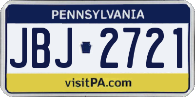 PA license plate JBJ2721
