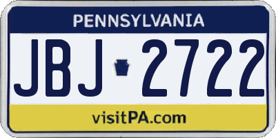 PA license plate JBJ2722