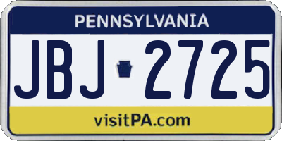 PA license plate JBJ2725