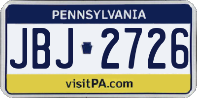 PA license plate JBJ2726