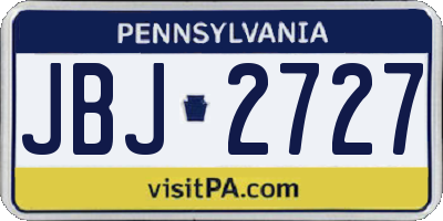 PA license plate JBJ2727