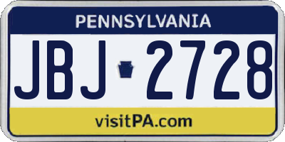 PA license plate JBJ2728