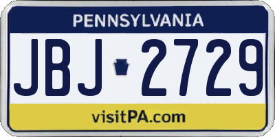 PA license plate JBJ2729