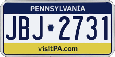 PA license plate JBJ2731