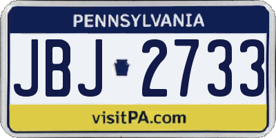 PA license plate JBJ2733