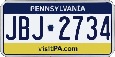 PA license plate JBJ2734