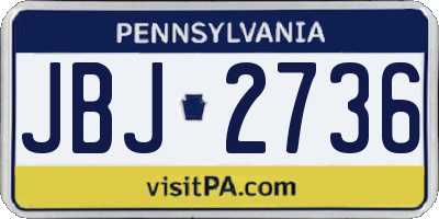 PA license plate JBJ2736