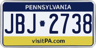 PA license plate JBJ2738