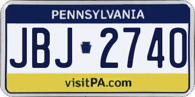 PA license plate JBJ2740