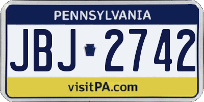 PA license plate JBJ2742