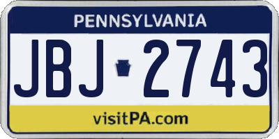 PA license plate JBJ2743